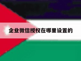 企业微信授权在哪里设置的