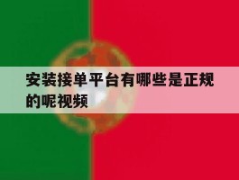 安装接单平台有哪些是正规的呢视频