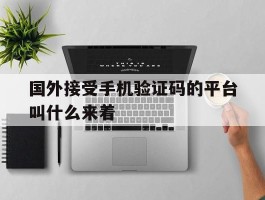 国外接受手机验证码的平台叫什么来着