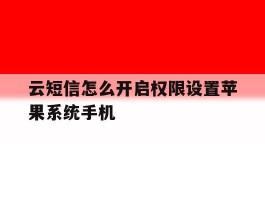 云短信怎么开启权限设置苹果系统手机的简单介绍
