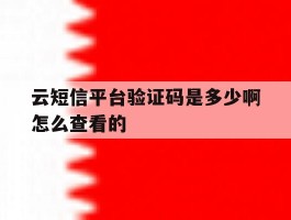 云短信平台验证码是多少啊怎么查看的