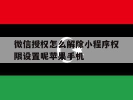 微信授权怎么解除小程序权限设置呢苹果手机的简单介绍