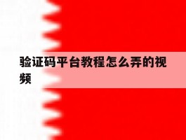 验证码平台教程怎么弄的视频