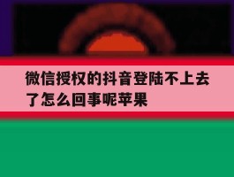 微信授权的抖音登陆不上去了怎么回事呢苹果