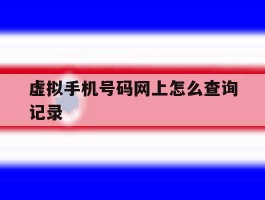 虚拟手机号码网上怎么查询记录