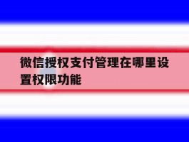 微信授权支付管理在哪里设置权限功能