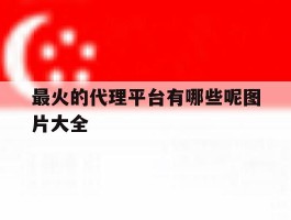 最火的代理平台有哪些呢图片大全