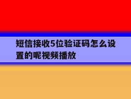 短信接收5位验证码怎么设置的呢视频播放