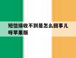 短信接收不到是怎么回事儿呀苹果版