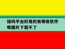 接码平台好用的有哪些软件呢图片下载不了