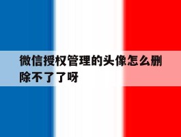 包含微信授权管理的头像怎么删除不了了呀的词条