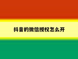 抖音的微信授权怎么开