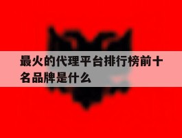 最火的代理平台排行榜前十名品牌是什么的简单介绍