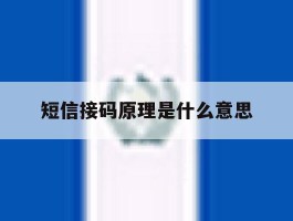 短信接码原理是什么意思