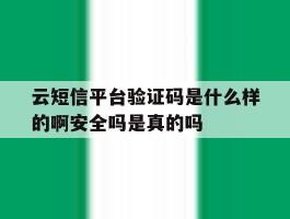 关于云短信平台验证码是什么样的啊安全吗是真的吗的信息