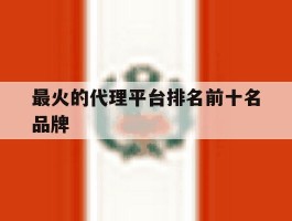 最火的代理平台排名前十名品牌
