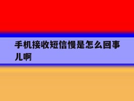 手机接收短信慢是怎么回事儿啊