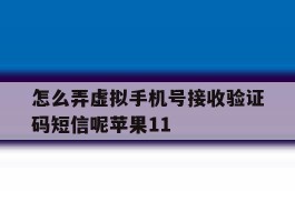 怎么弄虚拟手机号接收验证码短信呢苹果11的简单介绍