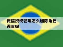 微信授权管理怎么删除角色设置呢