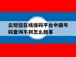 云短信在线接码平台中国号码查询不到怎么回事的简单介绍