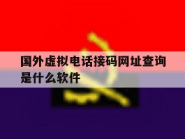 国外虚拟电话接码网址查询是什么软件