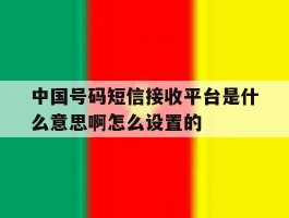 中国号码短信接收平台是什么意思啊怎么设置的的简单介绍