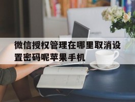 关于微信授权管理在哪里取消设置密码呢苹果手机的信息