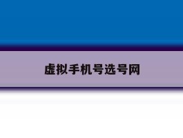 虚拟手机号选号网