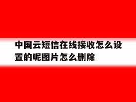 中国云短信在线接收怎么设置的呢图片怎么删除的简单介绍